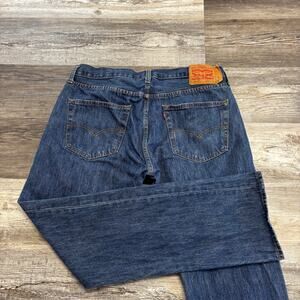 Levi's 501 Red Tab Dark Wash Blue Mens 35x31 Straight Leg Button Fly Denim Jean,